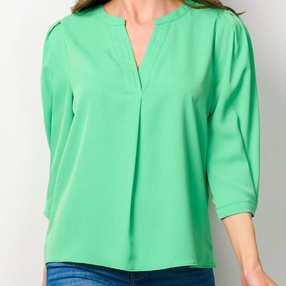 BRAND NEW 3/4 SLEEVES V-NECK BLOUSE TOP